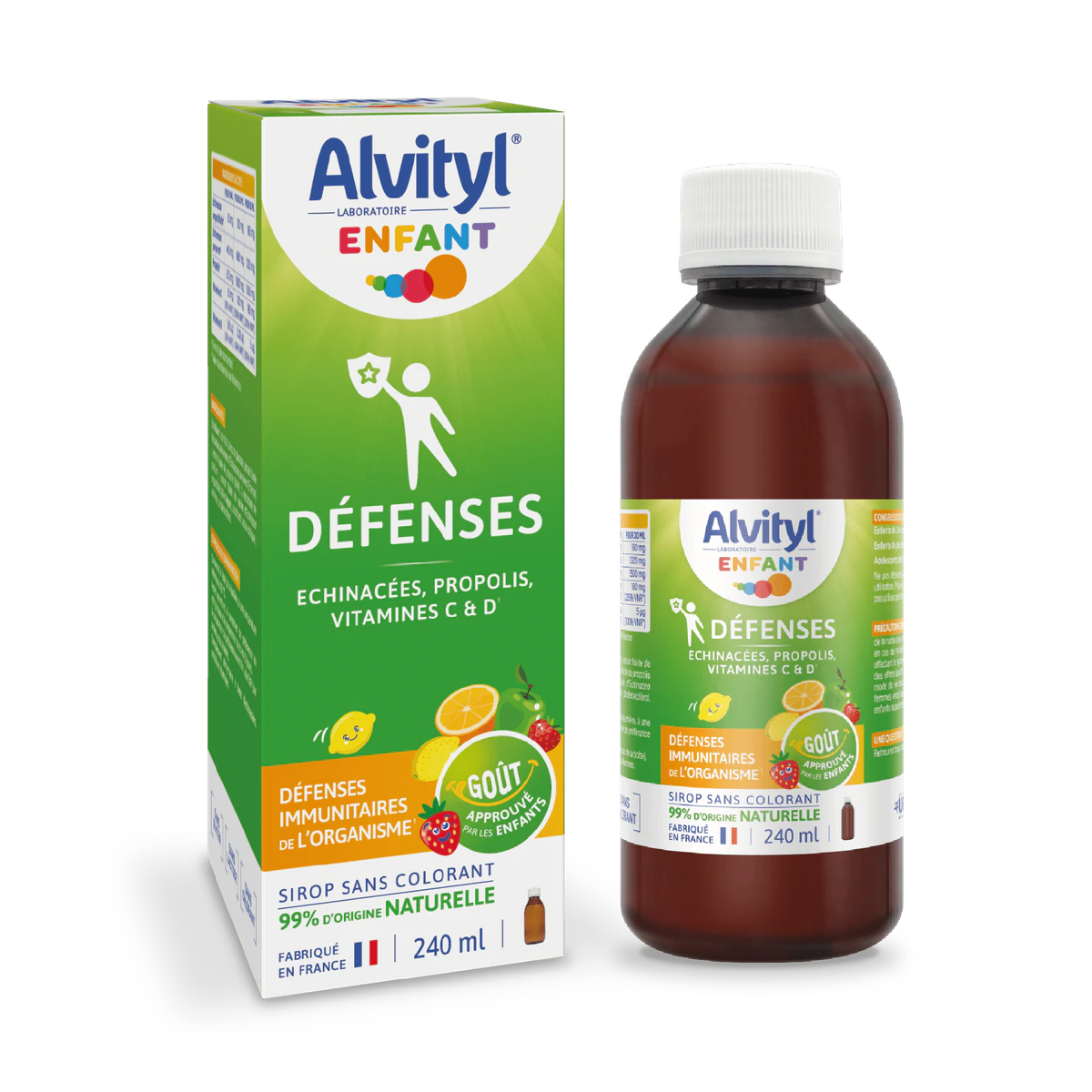 Alvityl Enfant Défenses Sirop 瓶身与外盒