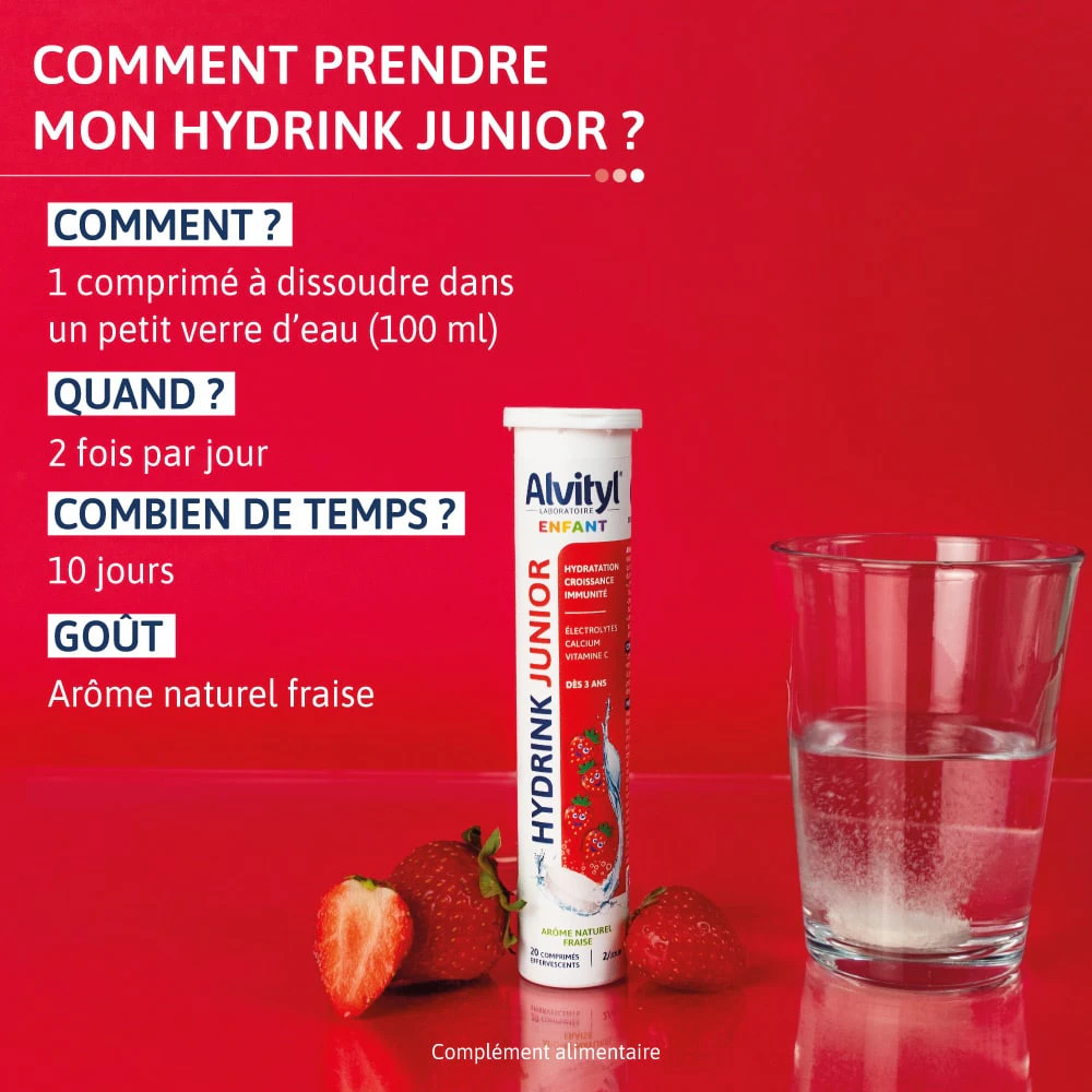 Alvityl® Hydrink Junior：泡腾片溶解与使用说明图