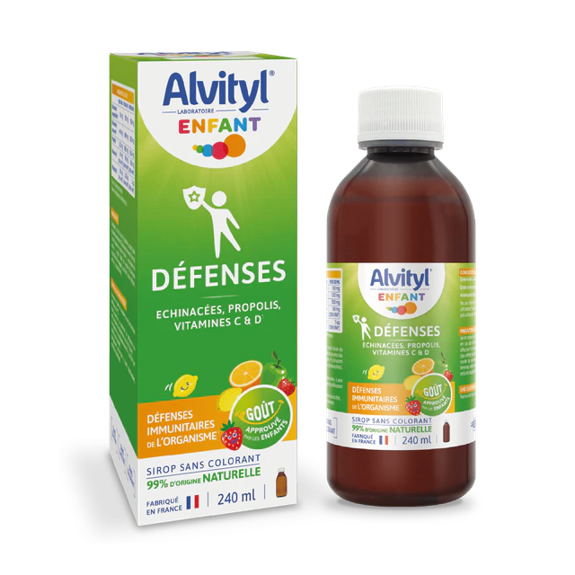 Alvityl Enfant® Défenses Sirop 安维力口服液瓶与外盒包装